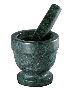 Green Marble Mortar and Pestle Set, 4" Diam. x 4" H
